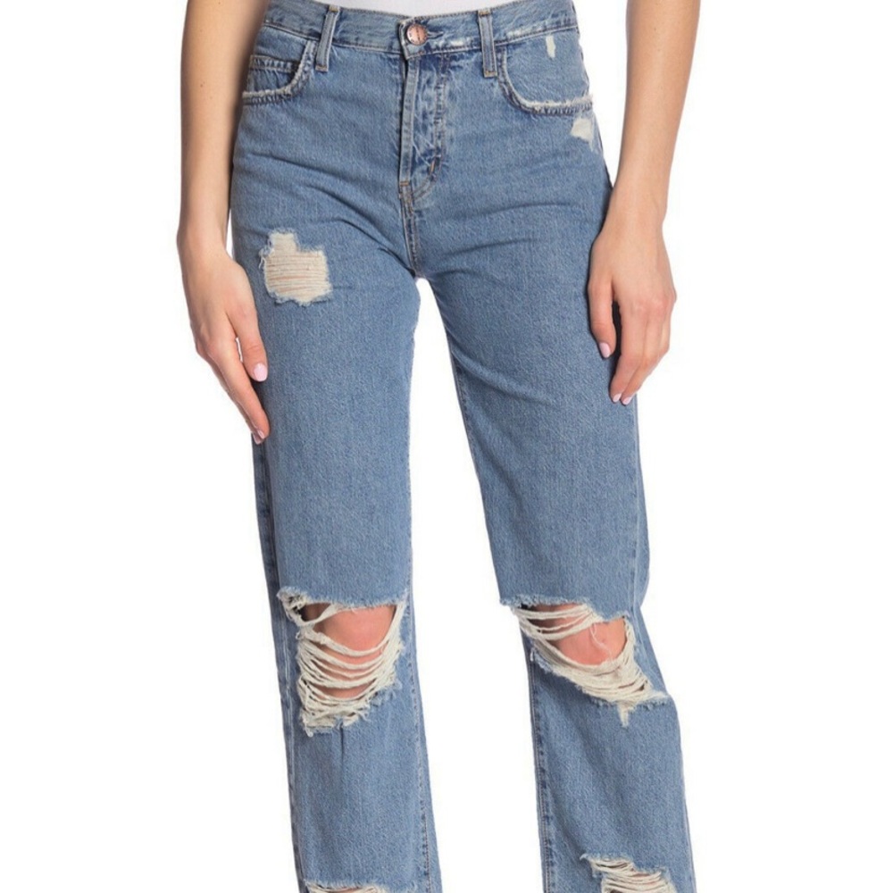 CURRENT ELLIOTT ORIGINAL STRAIGHT DESTROYED DENIM